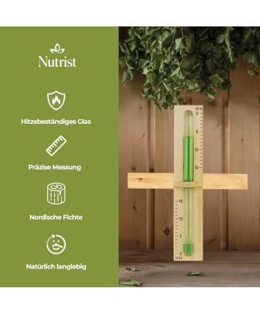 Nuttrist Sauna Hourglass - 15 Min Timer | Eco-Friendly Sand & Stainless Steel - Premium Heat Resistant Glass Sauna Tube Accessories - Buy Online on GoSupps.com