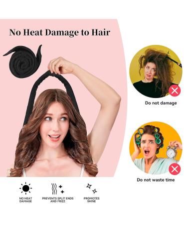 Heatless Curling Rod Headband - 60 Extra Long Soft Hair Curlers for No Heat Curls | Sleep-In Curls for Long & Medium Hair (Black - Buy Online on GoSupps.com
