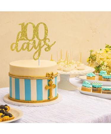 Tenhaisi 100 Days Cake Topper Happy 100 Days Cake Topper Gold Glitter Baby Birthday Party Decorations Anniversary Party Decoration Supplies - Buy Online on GoSupps.com