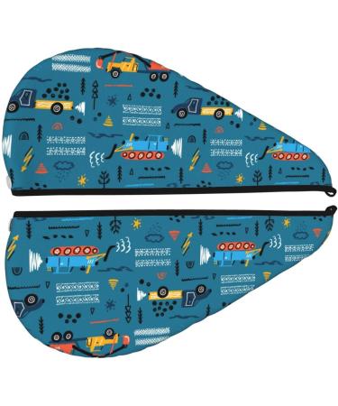 Hair Towel Wrap - Quick Drying Hair Turban with Button | Construction Trucks Design - Buy Online on GoSupps.com