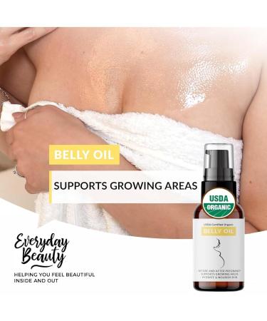Organic Belly Oil | USDA Certified Organic Body Oil for Scars Stretchmarks & Pregnancy | 1 Fl Oz Glass Dropper - Buy Online on GoSupps.com