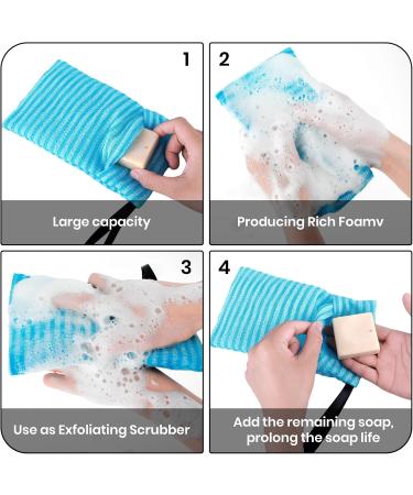 3-Pack Peeling Soap Bags | Travel Shower Soap Holders & Body Washers | Rauer Peeling Sponges for Bathroom - Buy Online on GoSupps.com