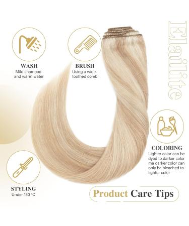 Elailite Clip-In Extensions - 40cm Real Remy Hair 130g 8 Tresses #18P613 Ash Blond Mix - Perfect for Full Hair Volume - Buy Online on GoSupps.com