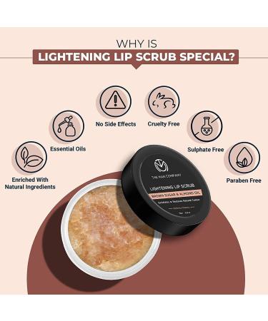 Lightening Lip Scrub for Men - Brown Sugar Almond Oil & Vitamin E - Restore Natural Color for Dry & Chapped Lips (10g - Buy Online on GoSupps.com