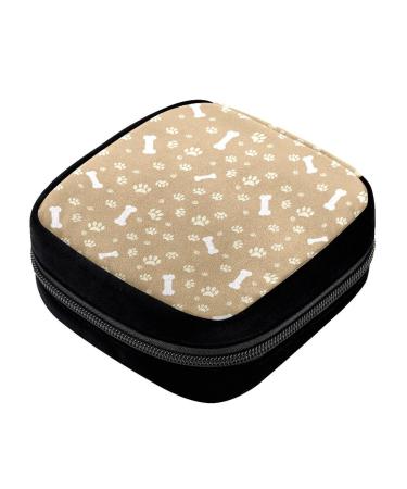 GIAPB Period Bag Sanitary Napkin Storage Bag Pad Holder for Period Makeup Pouch Brown Dog Paw Print Bone Color2221