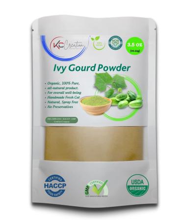 Organic Ivy Gourd (Coccinia Grandis) Leaf Powder 100% Pure & Fresh No GMO No Preservatives (3.5oz)