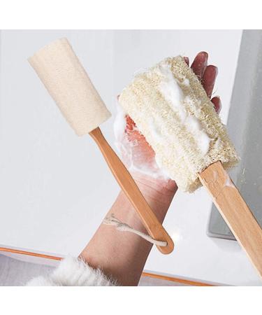 Eastor Natural Luffa Loofa Bath Brush with Wooden Handle - 34 cm Back Scrubber for Men & Women | Body Shower Sponge - Buy Online on GoSupps.com