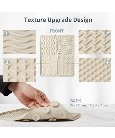 Qishare Peanut Butter Leak Mat for Dogs - Easy Clean with Spatula & Brush Suction Cup Bathing Mat (Beige) | International Shipping - Buy Online on GoSupps.com