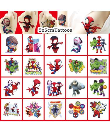 Spiderman Temporary Tattoos for Kids - 60 PC Spidey & Friends Fake Tattoos Stickers | Spider Birthday Party Supplies & Decorations - Buy Online on GoSupps.com