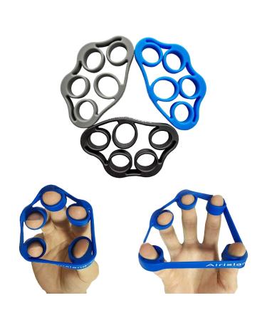 Airisland Finger Stretcher Hand Resistance Bands Hand Extensor Exerciser Finger Grip Strengthener Strength Trainer Gripper Set for Arthritis Carpal Tunnel Exercise Guitar and Rock Climbing 3pcs