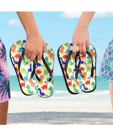 Shop Mnsruu Colorful Dinosaur Yellow Flip-Flops | Stylish & Comfortable Footwear for Home Spa & Travel - Unisex Medium - Buy Online on GoSupps.com