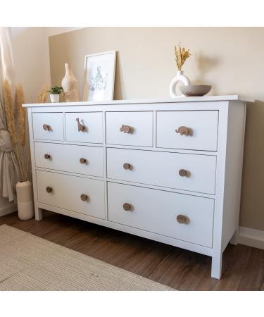 PLT 4-Piece Animal Handle Set - Untreated Walnut Knobs for Children's Furniture | Cute Elephant Lion Hippo Giraffe Designs | Perfect Gift Idea - Buy Online on GoSupps.com