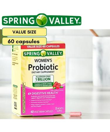 Probiotics for Women Capsules Dietary Supplement 1 Billion CFUs - Digestive Health by Spring Valley (60 Capsules - Pack of 1) VSL-Shops - Buy Online on GoSupps.com