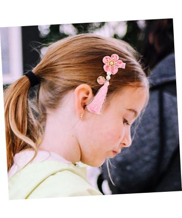 minkissy 1 Pair Kids Barrettes for Hair Kids Hair Side Bows Hair Clips Tassels Barrettes Flower Hair Clip New Year Hairwear Hair Clip for Han Girls Hairclips Child Ribbon Japanese-style - Buy Online on GoSupps.com
