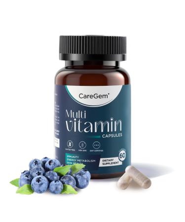 CareGem Multivitamin Capsules for Adults | Daily Support for Combating Fatigue Relieving Stress & Boosting Immunity | with High Potency Vitamin D3 (10 000 IU) PQQ Lutein & Collagen | 60 Capsules