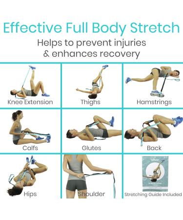 Vive Stretch Strap - Leg Stretch Band for Flexibility - Yoga, Pilates & Rehab Belt with Workout Guide - Teal - Buy Online on GoSupps.com