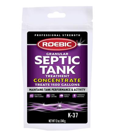 Roebic K-37-BAG Granular Septic Tank Treatment Concentrate, Removes Clogs, Environmentally Friendly Bacteria Enzymes Safe for Toilets, Sinks, and Showers, 12 Ounces