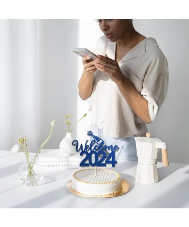 Blue Glitter Welcome 2024 Cake Topper - Happy New Year 2024 Cake Topper Hello 2024 Welcome 2024 Cheers to 2024 Cake Topper Merry Chirstmas Holiday Party Decoration by Topfunyy - Buy Online on GoSupps.com
