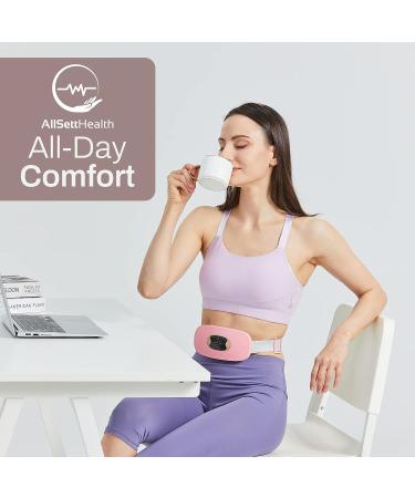 Portable Menstrual Heating Pad for Cramps - 3 Massager + 3 Heat Settings - Rechargeable Travel Period Pain Relief Pad in Pink - Buy Online on GoSupps.com