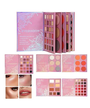 Qoukonao Face Makeup Palette | Blush & Lipstick Waterproof & Durable | Book Style Eyeshadow Palette for Women Girls as Gift to Celebrate Travel