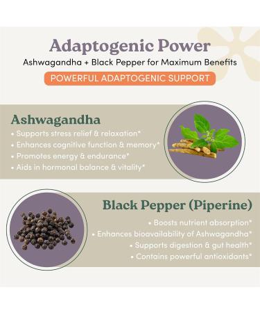 nootrimind Organic Ashwagandha Capsules 1300mg Daily Serving (Withania Somnifera) with Black Pepper Root Powder + Extract Relaxation & Mood Support Supplement Vegan Non-GMO 60 Count - Buy Online on GoSupps.com
