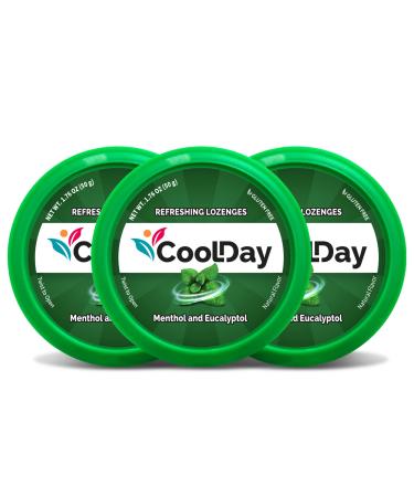 COOLDAY Ginger Chews Sugar-Free - Ginger Candy for Nausea & Instant Relief Ginger Lozenges -Natural, 100 Years of Constant Research in Each Drop-Gluten Free, Vegan- 150 Drops, 3 Pack 3 Pack Menthol & Eucalyptus
