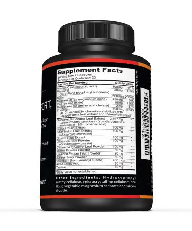 Premium Blood Sugar Support Supplement Supports Healthy Blood Sugar Levels Already Within Normal Range Includes Bitter Melon Extract Vanadium Chromium Cinnamon & Alpha Lipoic Acid-60 Capsules - Buy Online on GoSupps.com