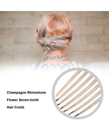 SG Store Flower Hair Comb | Rhinestone Bridal Headpiece for Women & Girls | Decorative Wedding Hair Accessories | Champagne - Buy Online on GoSupps.com