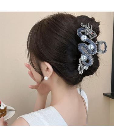 Metal Claw Clips Zinc Alloy Dragon Chinese Hair Clips Performance Vintage Chinese Dragon Year Exquisite Dragon Hairpin With Pearl Chinese Dragon Hair Clips Elegant Metal Hair Clamps Blue - Buy Online on GoSupps.com