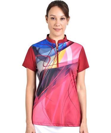 Savalino Women's Sublimation Printed Bowling Jersey | Moisture-Wicking & Fast-Drying | Maroon | Sizes S-5XL - Buy Online on GoSupps.com