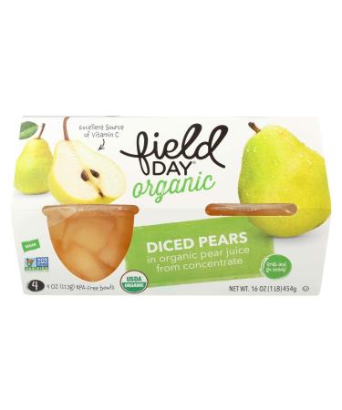 Pears 95 percent organic Diced Cup 4 Oz - Pack of 6 - SPu1019900