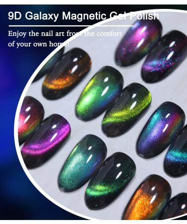 COSMOO 9D Cat Eye Gel Nail Polish Set - 9PCS | Magnetic Polish with Magic Effect | Includes Black Base & Magnet Stick - Buy Online on GoSupps.com