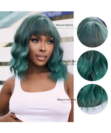 Testar 14 Inch Green Ombre Short Bob Wig with Ponytail - Shoulder Length Synthetic Cosplay Wig for Women | Everyday Colorful Style - Buy Online on GoSupps.com