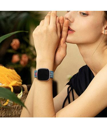 Maledan Compatible with Fitbit Sense and Versa 3 Bands Women Men - Adjustable Stretchy Nylon Solo Loop Braided Sport Elastics Strap for Fitbit Sense & Versa 3 Smartwatch Arrow/ Colorful/ Boho Flower - Buy Online on GoSupps.com