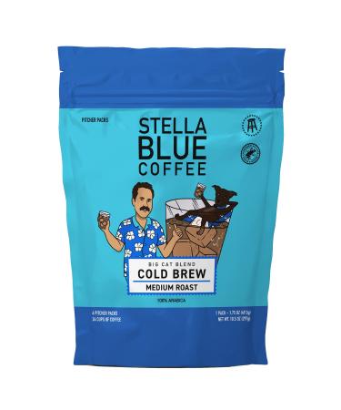 Stella Blue Cold Brew Arabica Big Cat Blend Coffee 6 Ready-to-Brew Packets Enriching Caramel and Hazelnut Notes with Sweet Fruitiness - Fresh Cold Brew for True Fanatics - Buy Online on GoSupps.com