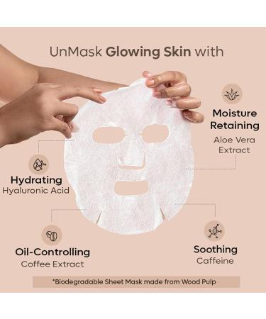 mCaffeine Coffee Sheet Mask with Vitamin C | Hydrating Hyaluronic Acid Face Mask for Dark Spot Reduction & Sun Protection - 1 pc - Buy Online on GoSupps.com