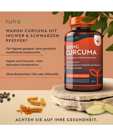 Buy Nutravita 500mg Curcuma Extract Capsules - 120 High-Dosed Turmeric Capsules with 95% Curcumin Pepper & Ginger - Lab Tested for Quality - International Shipping Available - Buy Online on GoSupps.com