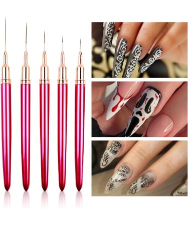 5Pcs Nail Arts Liner Brushes Painting Brush Set Thin Nail Arts Dotting Drawing Pen 4/8/12/20/25mm Suitable For Home Use - Buy Online on GoSupps.com