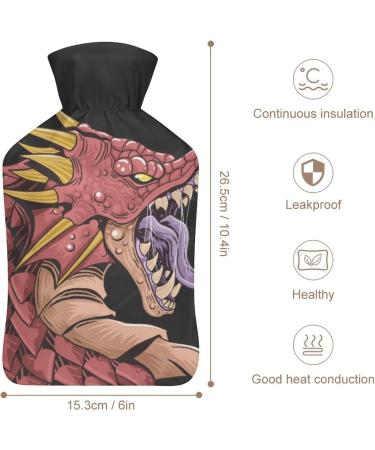 Red Dragon Hot Water Bottle with Plush Cover - Hand Warmer for Adults & Kids - 26.5x15.3cm | International Shipping - Buy Online on GoSupps.com
