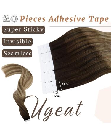 Ugeat Chocolate Brown & Balayage Blonde Tape In Extensions - Real Hair 55cm 50g - Invisible & Smooth #4/6/613 - Buy Online on GoSupps.com