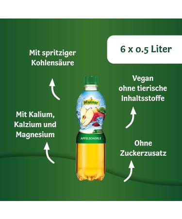 Pfanner Apple Spritzer (6 x 0.5L) - 55% Fruit Content No Added Sugar Carbonated Fruit Drink Bulk Pack - Buy Online on GoSupps.com