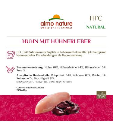 Almo Nature HFC Natural Wet Food for Adult Cats - Chicken & Liver 24 x 70g Packs - Premium International Shipping - Buy Online on GoSupps.com