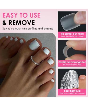 Buy GlimightyX Soft Gel Toe Nail Tips - Long Square Fake Toenails with Full Matte Finish | Pre-shaped Gel Press On Nails for Acrylic Extension - Buy Online on GoSupps.com