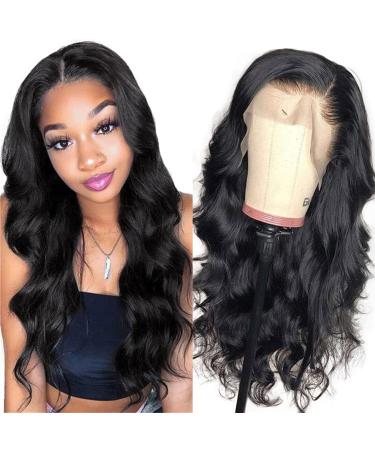 Starmo 20 Inch 13x4 Lace Front Wigs Human Hair Body Wave Wig Pre Plucked with Baby Hair Glueless Brazilian Human Hair Wigs for Women 150% Density Natural Black (20 Inch) 20 Inch