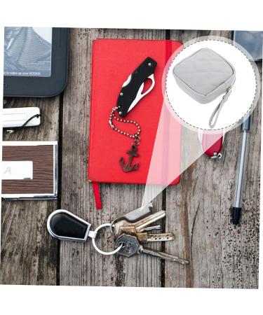 GLEAVI Mini Makeup Kit & Period Pouch - Portable Storage Bag for Women - Pu Grey Leather - 13x13cm - Buy Online on GoSupps.com