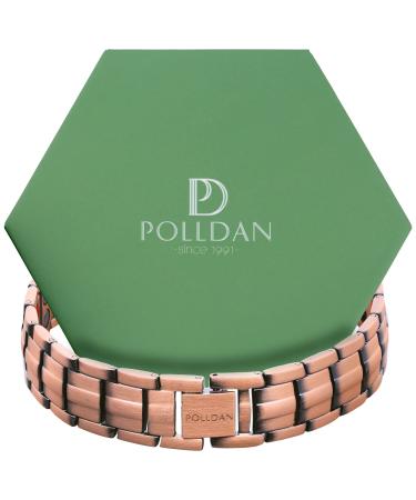 Polldan Copper Magnetic Bracelet For Men | 6000 Gauss Pure Copper Bracelet For Men | Magnetic Bracelets For Men With Extra Stength | Mens Magnetic Bracelet With Adjustable Length and Sizing Tool (Pure Copper)