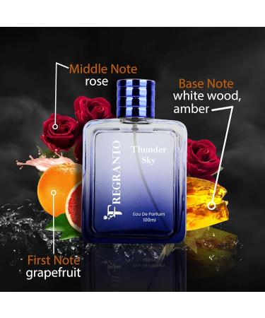 Thunder Sky Perfume For Men - 100 ML | Luxury Long Lasting Fragrance Spray | Eau De Perfum | White Wood Amber - Sweet Floral Fragrance Scent - Buy Online on GoSupps.com