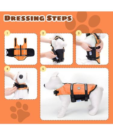 Nobleza Dog Life Jacket - Adjustable Buoyancy Vest for Medium Dogs | Reflective Rescue Handle & Swimming Safety | Orange - Buy Online on GoSupps.com
