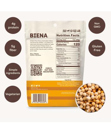 BIENA Honey Roasted Chickpea Snacks | Gluten Free, Dairy Free, Vegetarian | 5oz (Pack of 8) - Buy Online on GoSupps.com