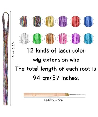 Jinlaili Colorful Hair Extensions - 12 Rainbow Strands for Wigs & Braids | Vibrant Hair Accessories for Women & Girls - Buy Online on GoSupps.com
